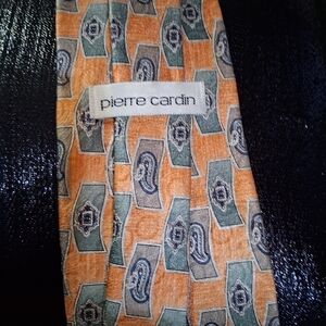 Pierre Cardin Geometric Orange and Green Tie